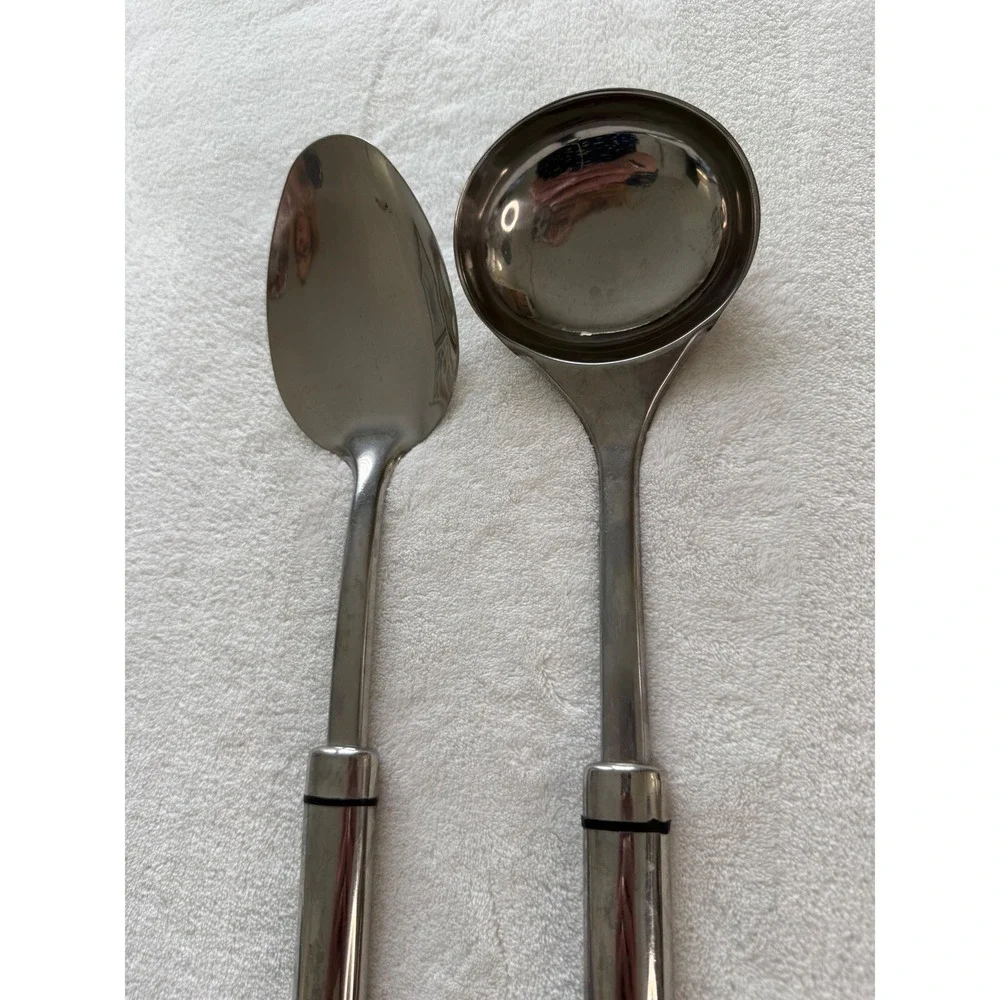 INOX Stainless Steel Serving Spoon Ladle‎ Set Modern Kitchen Utensils EUC
